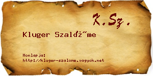 Kluger Szalóme névjegykártya